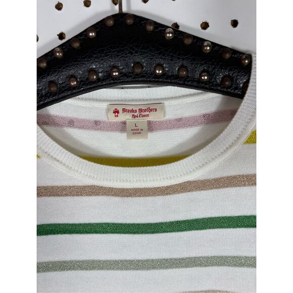 Brooks Brothers red fleece striped sweater size L - Picture 3 of 3